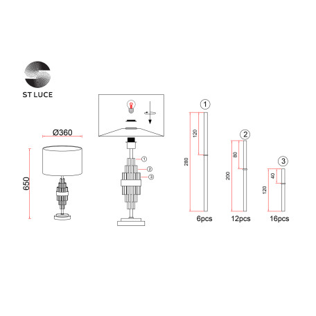 Схема с размерами ST Luce SL1002.104.01