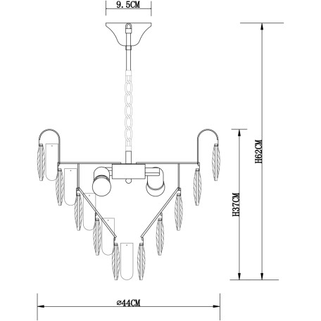 Схема с размерами Arte Lamp A2719SP-6GO