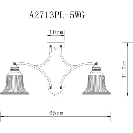 Схема с размерами Arte Lamp City A2713PL-5WG