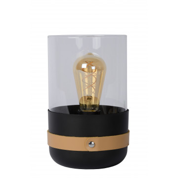 Настольная лампа Lucide Centur 06519/01/30, 1xE27x40W, черный, прозрачный, металл, кожа, стекло - миниатюра 2
