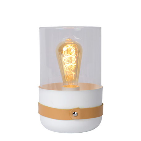 Настольная лампа Lucide Centur 06519/01/31, 1xE27x40W, белый, прозрачный, металл, кожа, стекло - миниатюра 1
