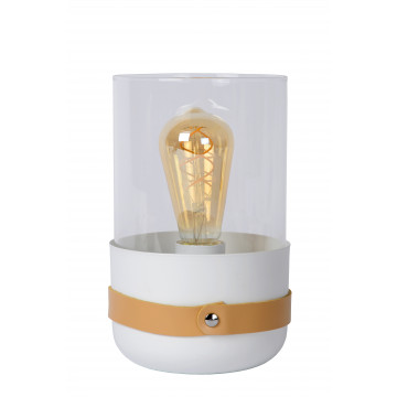Настольная лампа Lucide Centur 06519/01/31, 1xE27x40W, белый, прозрачный, металл, кожа, стекло - миниатюра 2