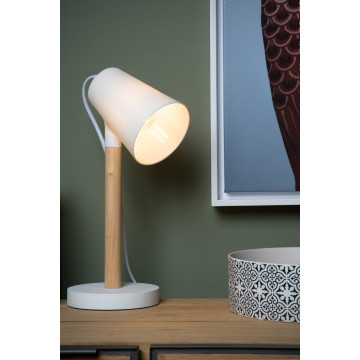 Настольная лампа Lucide Bryton 13528/01/31, 1xE14x25W, коричневый, белый, бетон, дерево, керамика - миниатюра 4