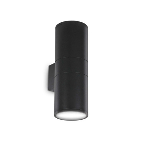 Настенный светильник Ideal Lux GUN AP2 BIG NERO 092317, IP54, 2xE27x60W, черный, металл, стекло