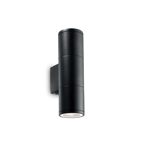 Настенный светильник Ideal Lux GUN AP2 SMALL NERO 100395, IP44, 2xGU10x35W, черный, металл, стекло