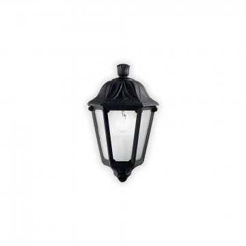 Настенный фонарь Ideal Lux ANNA AP1 SMALL NERO 101552, IP44, 1xE27x60W, черный, прозрачный, пластик