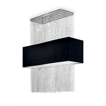 Потолочная люстра Ideal Lux PHOENIX SP5 NERO 101163, 5xE27x60W, хромированный, черный, прозрачный, металл, текстиль, хрусталь
