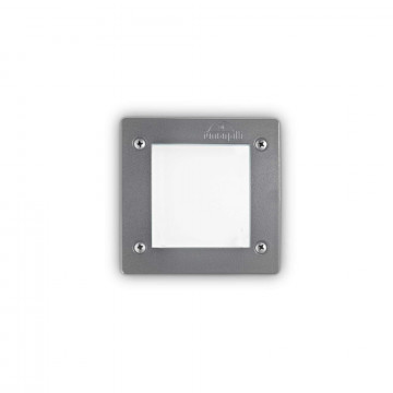 Встраиваемый настенный светильник Ideal Lux LETI FI SQUARE GRIGIO 096599, IP66, 1xGX53x3W, темно-серый, пластик