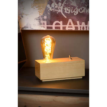 Настольная лампа Lucide Edison 08516/01/76, 1xE27x60W, коричневый, дерево - миниатюра 3