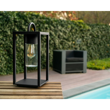 Садовый светильник Lucide Glimmer 14882/01/30, IP44, 1xE27x60W, прозрачный, черный, металл со стеклом - миниатюра 4