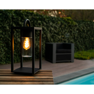Садовый светильник Lucide Glimmer 14882/01/30, IP44, 1xE27x60W, прозрачный, черный, металл со стеклом - миниатюра 5
