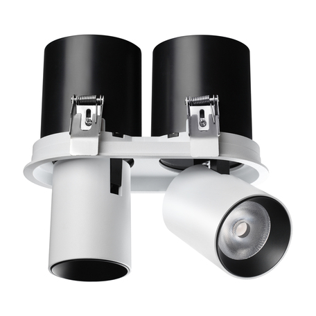 Встраиваемый светодиодный светильник с регулировкой направления света Novotech Spot Lanza 358341, LED 24W 3000K 1950lm, белый, белый с черным, металл