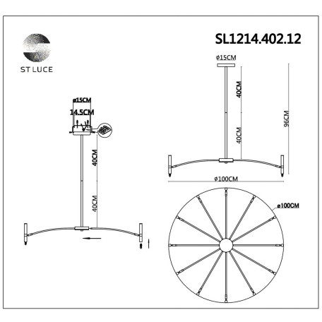 Схема с размерами ST Luce SL1214.402.12
