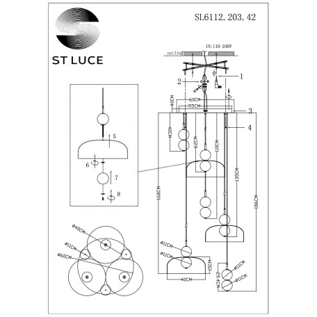 Схема с размерами ST Luce SL6112.203.42