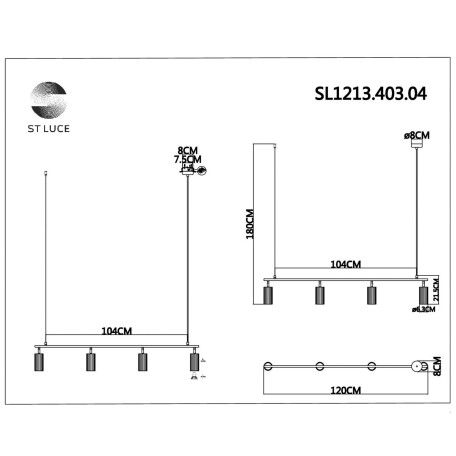 Схема с размерами ST Luce SL1213.403.04