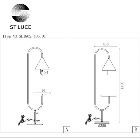 Схема с размерами ST Luce SL1802.405.01