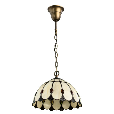 Подвесной светильник Arte Lamp Tiffany A3164SP-1BG, 1xE27x100W, коричневый, бежевый, янтарь, металл, стекло