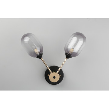 Светильник Omnilux Loano OML-94801-02, 2xG9x40W, черный с золотом, дымчатый, металл, стекло - миниатюра 4