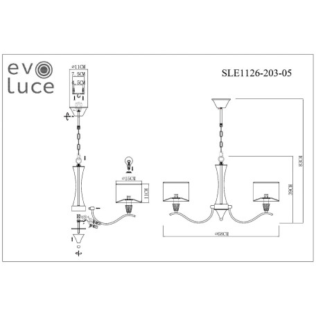 Схема с размерами ST Luce SLE1126-203-05