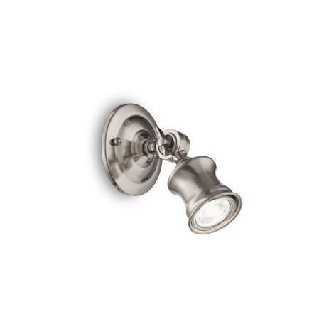 Настенный светильник с регулировкой направления света Ideal Lux BARBER AP1 NICKEL 160016, 1xGU10x28W, никель, металл