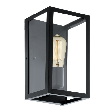 Настенный светильник Eglo Trend & Vintage Industrial Charterhouse 49394, 1xE27x60W, прозрачный, черный, стекло, стекло с металлом
