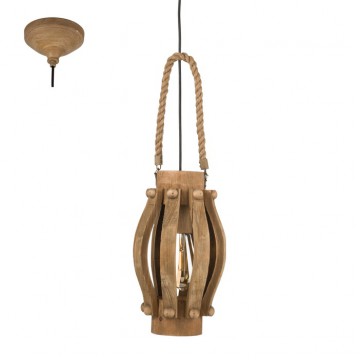 Подвесной светильник Eglo Trend & Vintage Cottage Chic Kinross 49725, 1xE27x60W, коричневый, металл, дерево