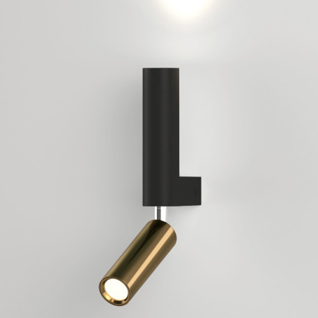 Настенный светодиодный светильник с регулировкой направления света Eurosvet Pitch 40020/1 LED черный/латунь (a061312), LED 6W 4200K 300lm CRI>70 - миниатюра 1