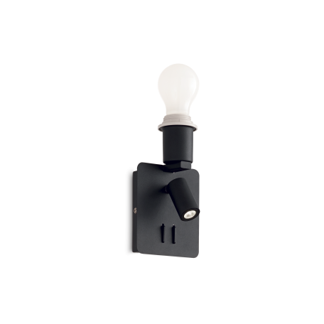 Настенный светильник с дополнительной подсветкой Ideal Lux GEA MAP2 SQUARE NERO 239545, 1xE27x60W + LED 3W