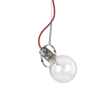 Подвесной светильник Ideal Lux RADIO SP1 CROMO 113333, 1xE27x60W, красный, хром, металл, текстиль - миниатюра 1