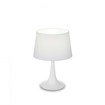 Настольная лампа Ideal Lux LONDON TL1 SMALL BIANCO 110530, 1xE27x60W, белый, металл, текстиль