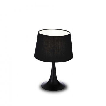 Настольная лампа Ideal Lux LONDON TL1 SMALL NERO 110554, 1xE27x60W, черный, металл, текстиль