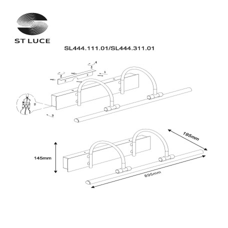 Схема с размерами ST Luce SL444.311.01