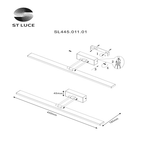 Схема с размерами ST Luce SL445.011.01