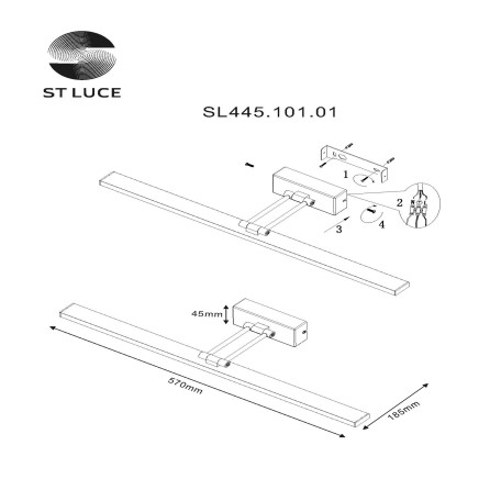 Схема с размерами ST Luce SL445.101.01