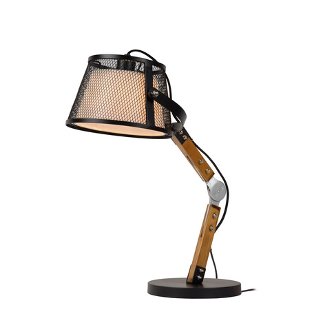 Настольная лампа Lucide Aldgate 20509/81/30, 1xE27x40W, коричневый, черный, дерево, металл, текстиль - миниатюра 1