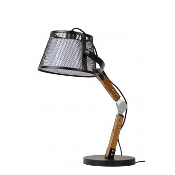 Настольная лампа Lucide Aldgate 20509/81/30, 1xE27x40W, коричневый, черный, дерево, металл, текстиль - миниатюра 2