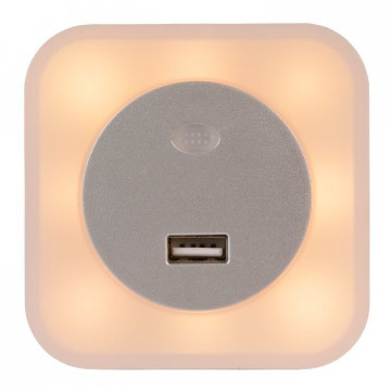 Штекерный светодиодный светильник-ночник Lucide Night Light 22203/01/36, LED 3,5W, 2700K (теплый), серебро, белый, пластик - миниатюра 3