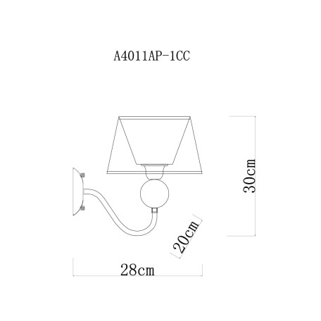 Схема с размерами Arte Lamp A4011AP-1CC