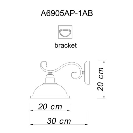 Схема с размерами Arte Lamp A6905AP-1AB