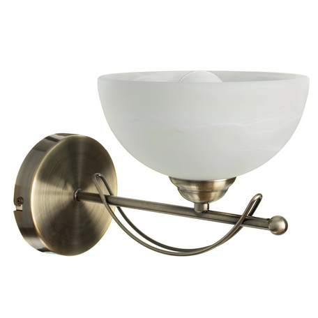 Бра Arte Lamp Ninna A8615AP-1AB, 1xE14x40W, бронза, белый, металл, стекло - миниатюра 1