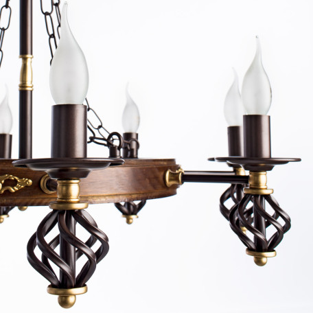 Подвесная люстра Arte Lamp Cartwheel A4550LM-8CK, 8xE14x60W, коричневый, металл, ковка - фото 4