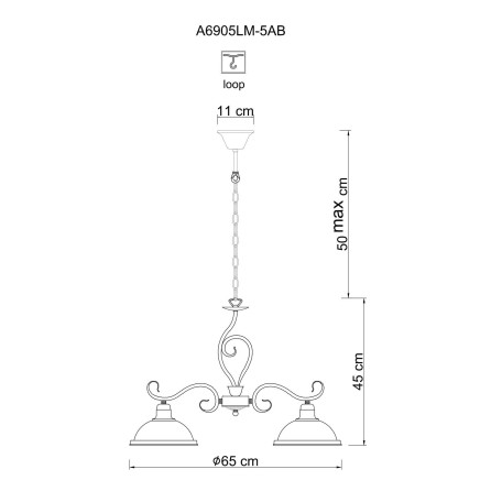 Схема с размерами Arte Lamp A6905LM-5AB