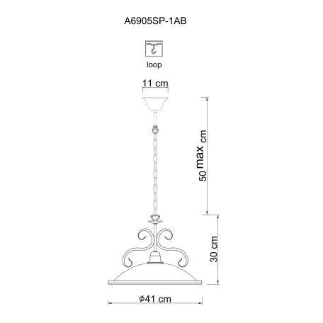 Схема с размерами Arte Lamp A6905SP-1AB