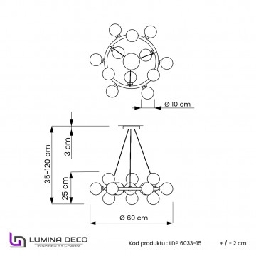 Схема с размерами Lumina Deco LDP 6033-15 CHR