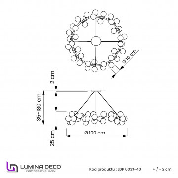 Схема с размерами Lumina Deco LDP 6033-40 CHR