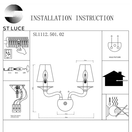 Схема с размерами ST Luce SL1112.501.02