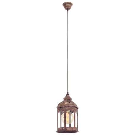 Подвесной светильник Eglo Trend & Vintage Cottage Chic Redford 1 49224, 1xE27x60W, медь, прозрачный, металл, металл со стеклом - миниатюра 1