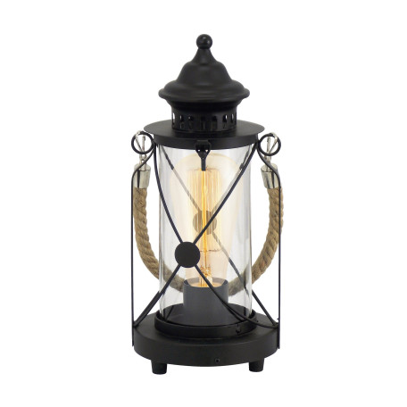 Настольная лампа Eglo Trend & Vintage Cottage Chic Bradford 49283, 1xE27x60W, черный, прозрачный, канат, металл, стекло