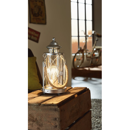 Настольная лампа Eglo Trend & Vintage Cottage Chic Bradford 49284, 1xE27x60W, серебро, прозрачный, канат, металл, стекло - миниатюра 3