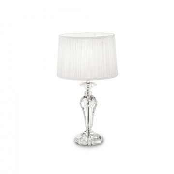 Настольная лампа Ideal Lux KATE-2 TL1 122885, 1xE27x60W, прозрачный, белый, стекло, текстиль